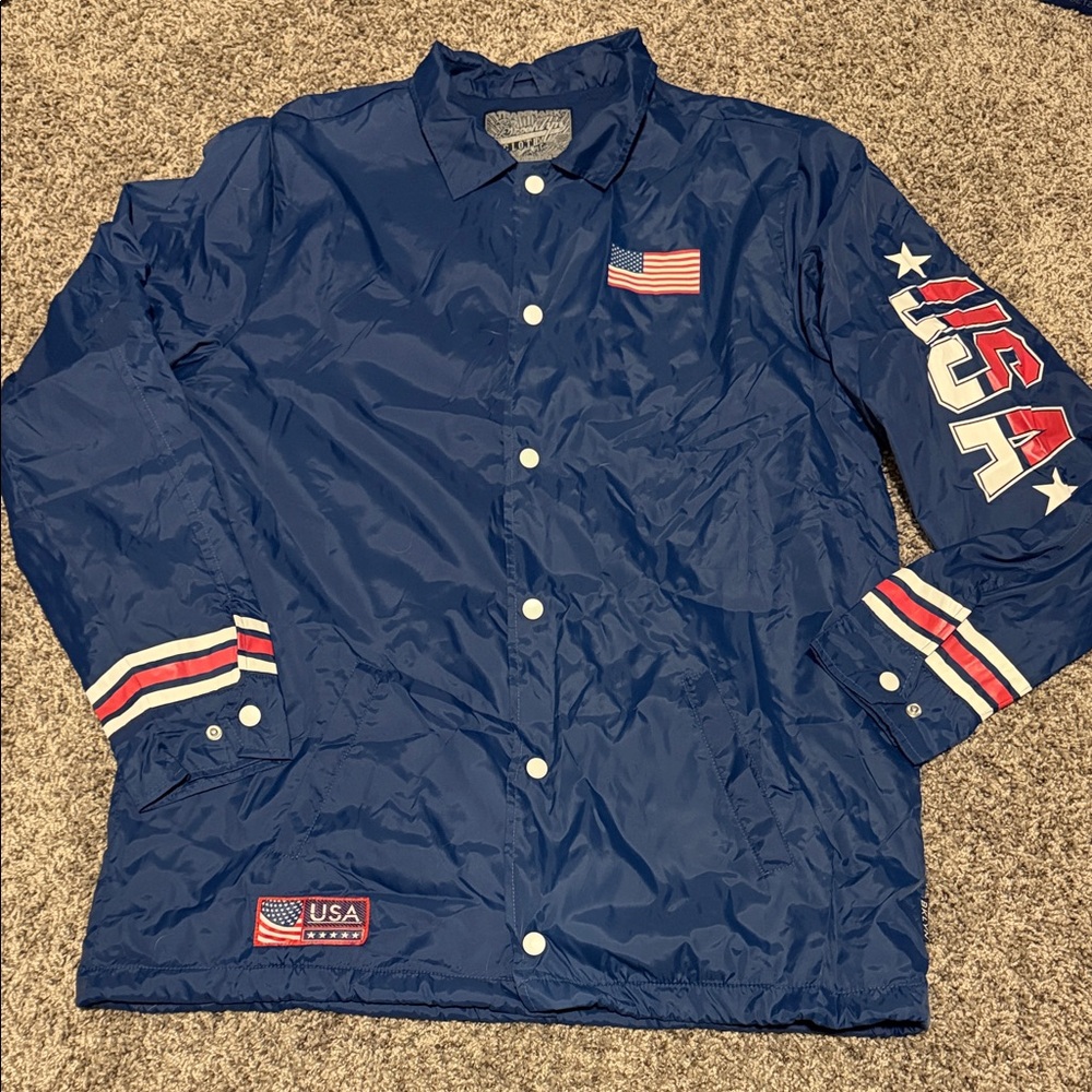 NWOT Brooklyn Cloth USA Flag Windbreaker